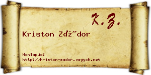 Kriston Zádor névjegykártya